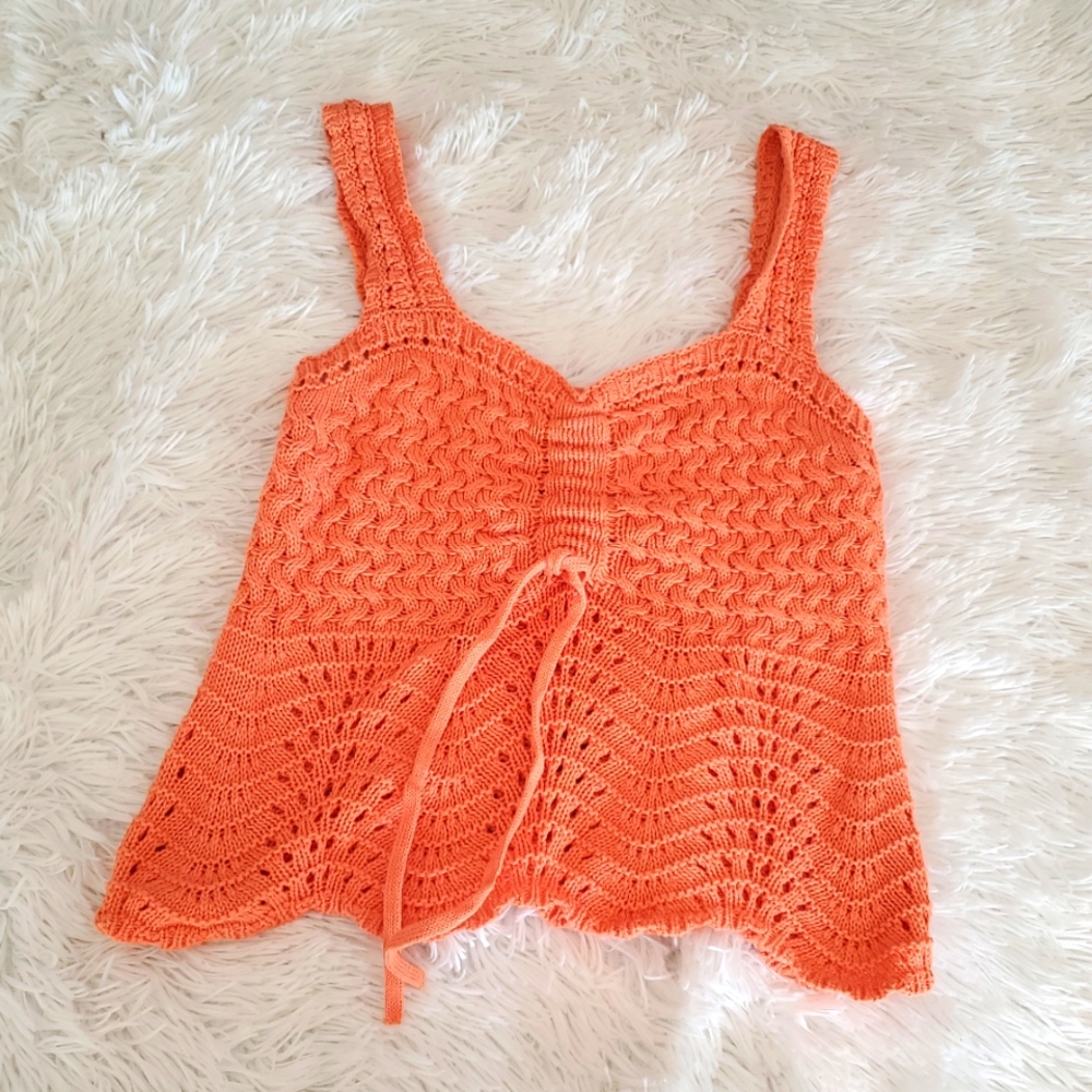 ADORABLE BOHO ORANGE CROCHET TOP XS